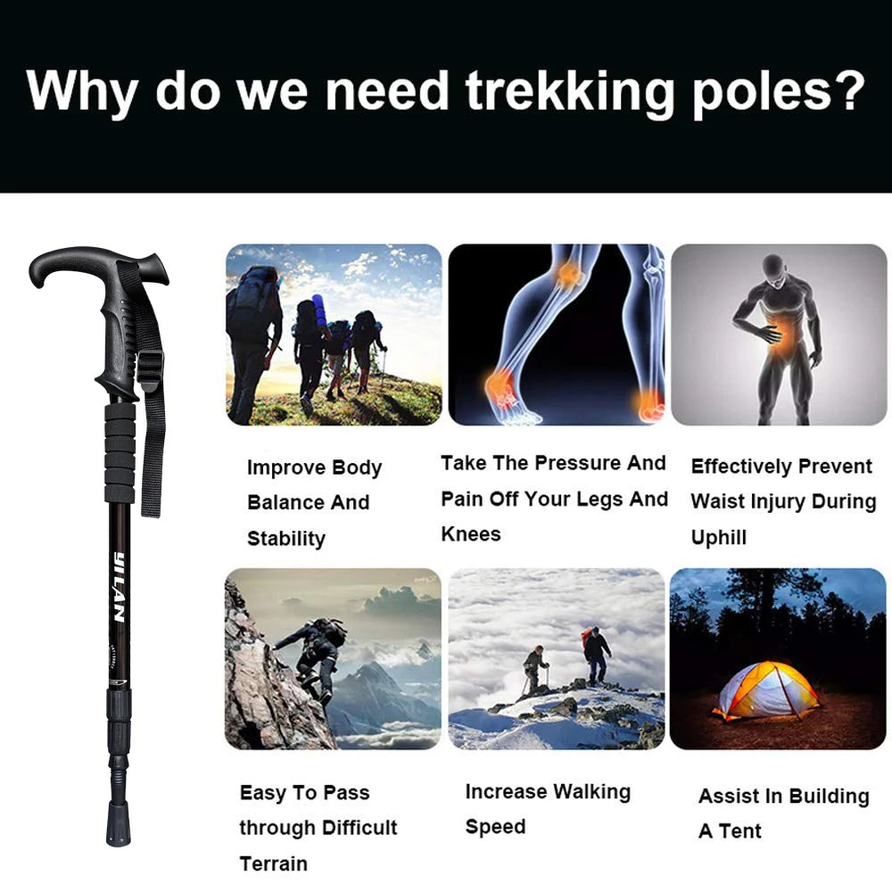 Ultralight Shock Absorption Hiking Poles .Adjustable Aluminum Trekking Poles for Outdoor Adventures