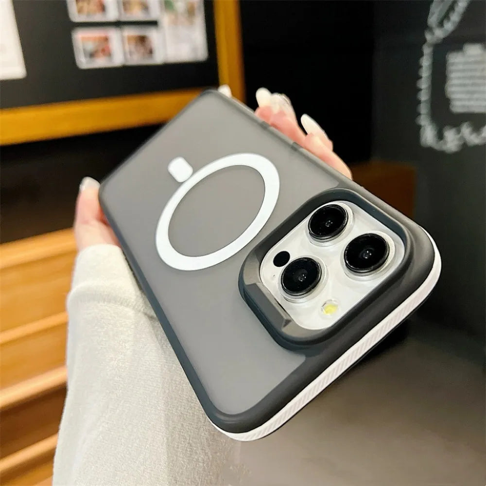 Magnetic Luxury Matte Translucent Armor Shockproof Phone Case For iPhone Samsung