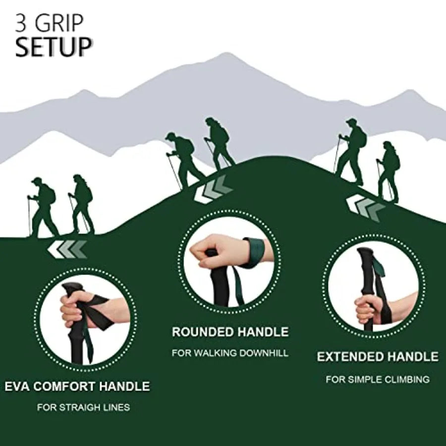 Collapsible Trekking Poles for Hiking .Lightweight Folding Walking Sticks for Men & Women