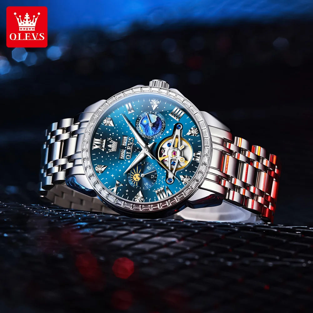 Men’s Mechanical Skeleton Watch – Stainless Steel Luxury Sports Design