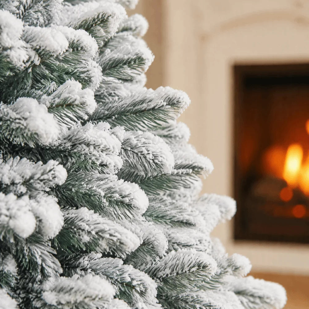 Foldable Snow Flocking Christmas Tree Space Saving Snowy Decor Collapsible Tree New Design With LED Xmas Tree Winter Season