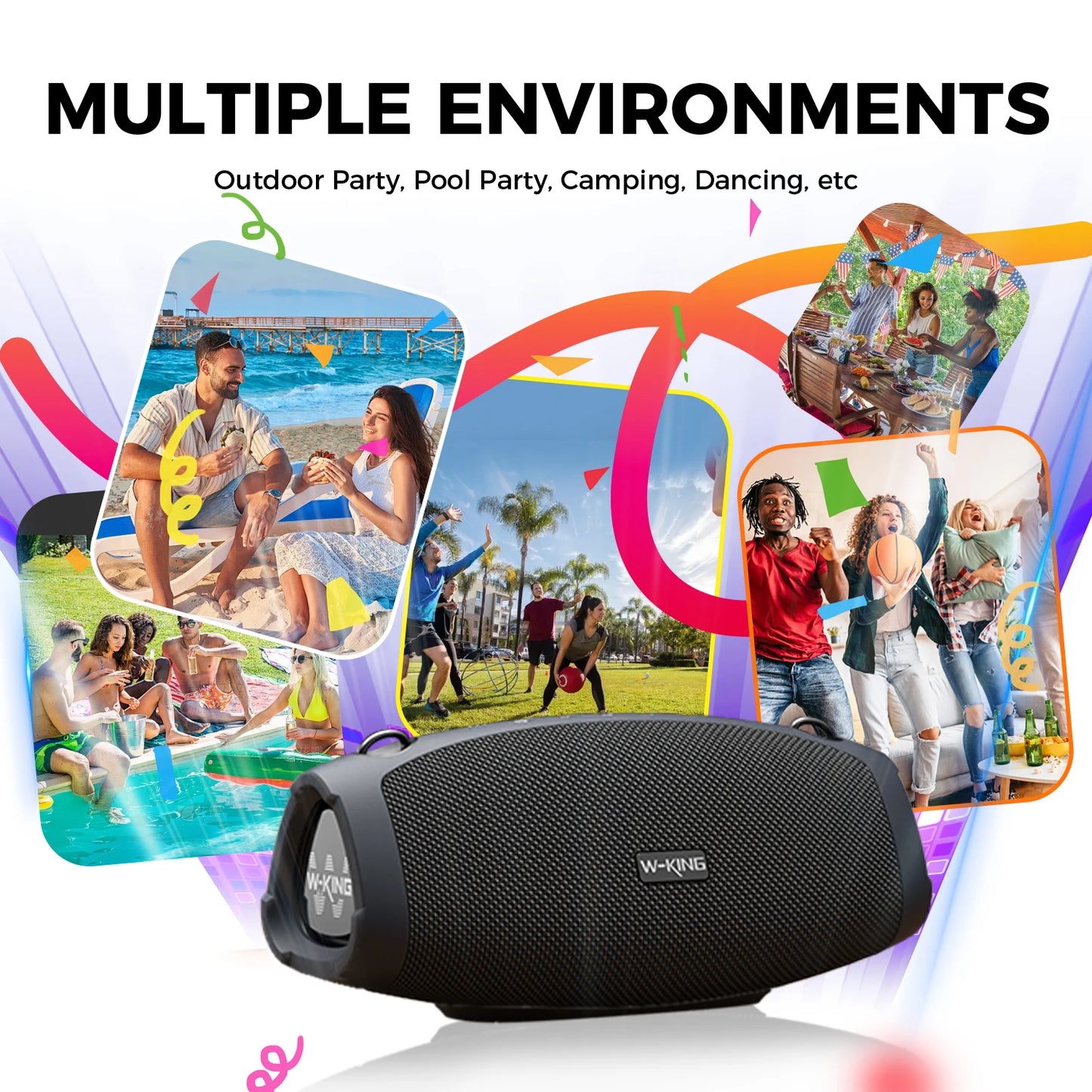 W-KING 70W Portable Bluetooth Speaker with Wireless Microphone, Deep Bass, Bluetooth 5.0 & IPX6 Waterproof