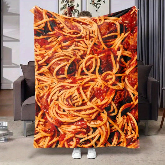 Cozy Pasta Pattern Flannel Throw Blanket