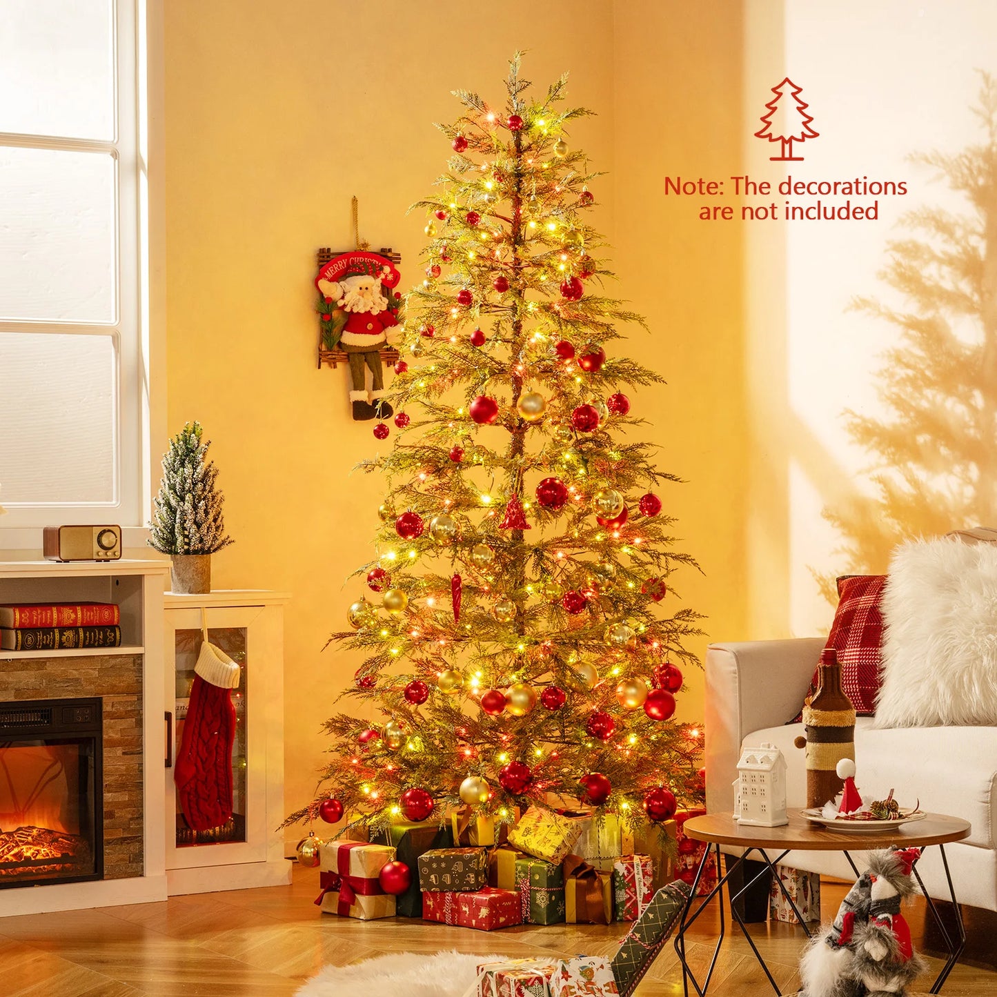 6.5FT–7.5FT Premium Artificial Christmas Tree .Pre-Lit Hinged Holiday Fir Tree with Realistic Branches