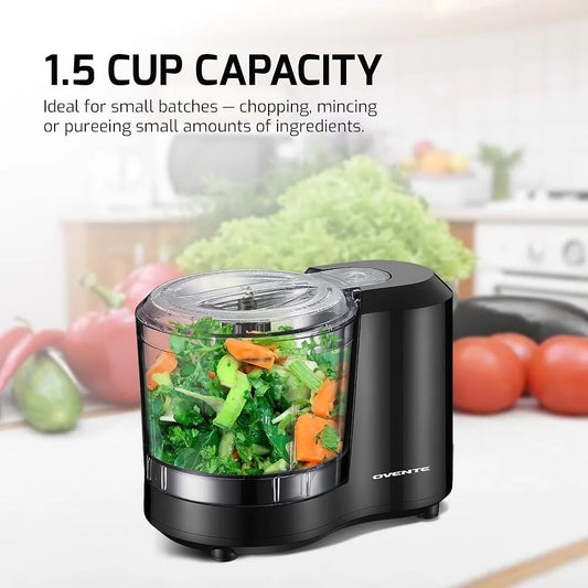 1.5 Cup Electric Food Chopper 100W One Touch Control Stainless Steel Blade Kitchen Processor Chopping Slicing Grinding Dicing