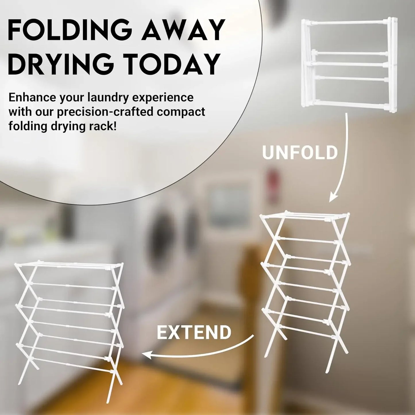 Foldable Clothes Drying Rack for Indoor & Outdoor Laundry, Space-Saving Air Drying Stand