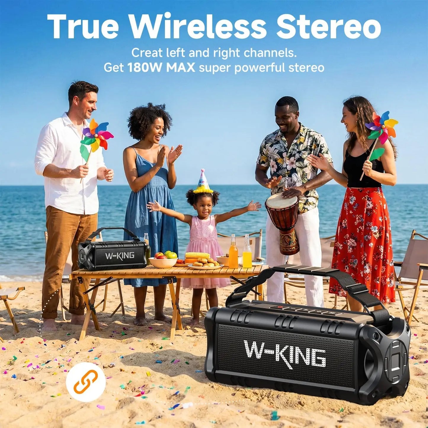 W-KING 90W RMS Portable Bluetooth Speaker with Deep Bass, IPX Waterproof, TWS Stereo & Long Battery Life