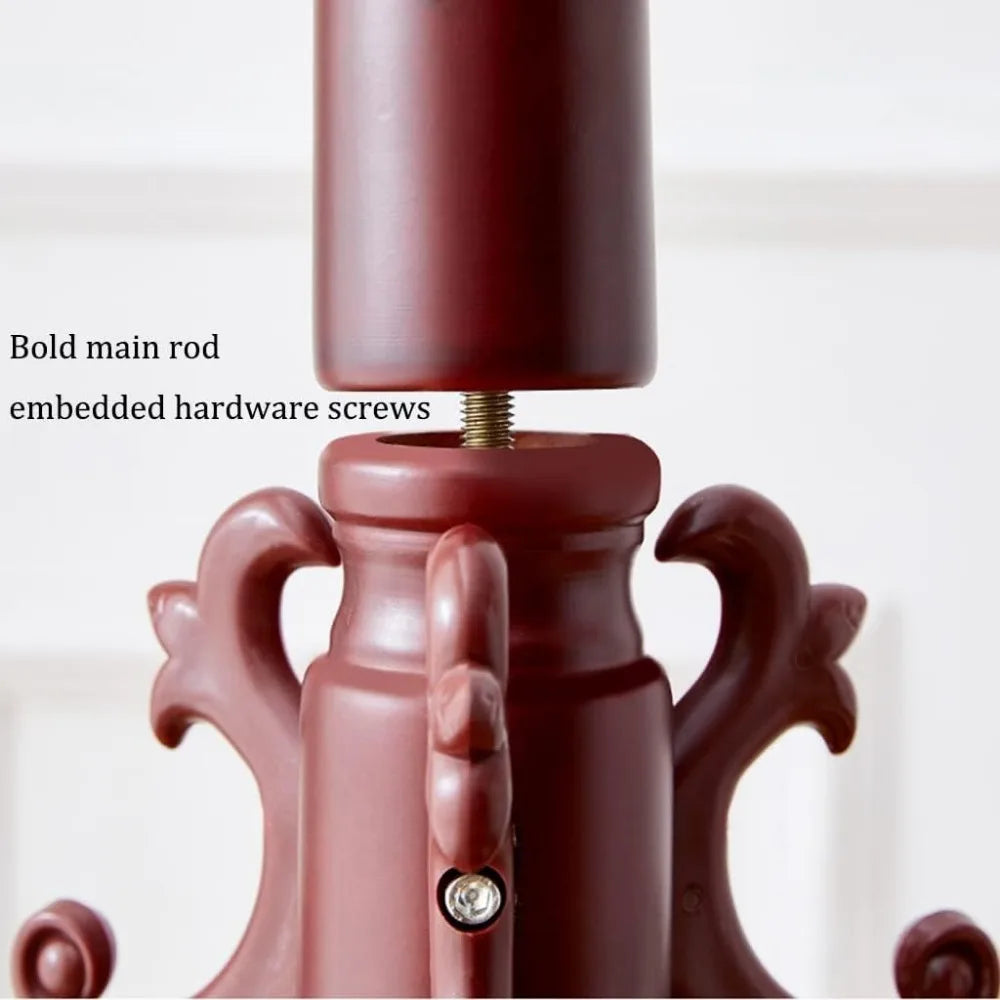 Coat Racks freestanding, Wooden Coat Rack Stand, Hall Tree Coat Rack Coat Hanger Stand with 14 Hooks, Storage Tray,Stable Base