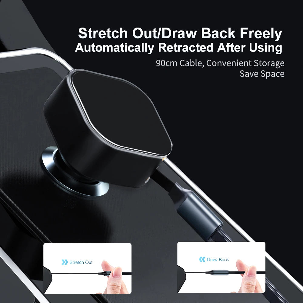 New Retractable Line Mobile Phone Car Charger Cigarette End Port Car Charging Point Super Fast Charging Xiaomi Huawei Apple 15