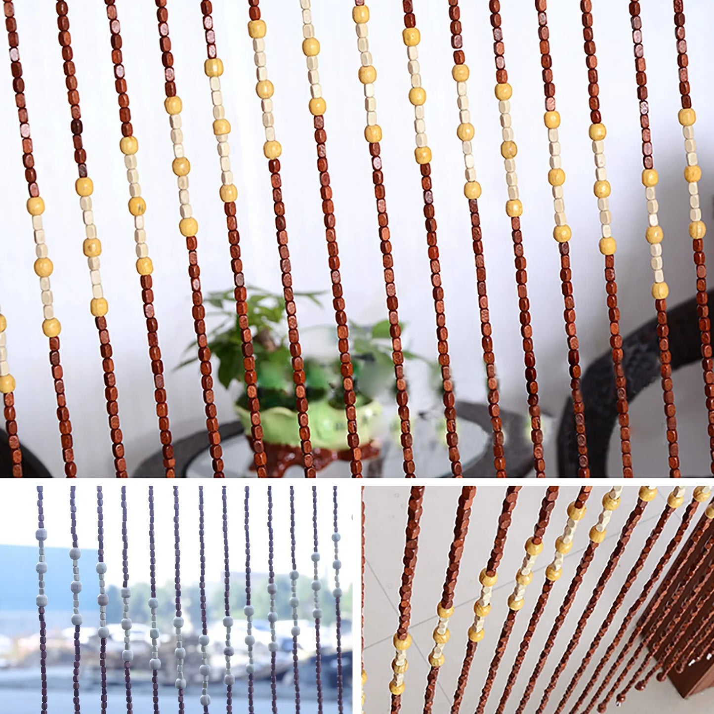 Wooden Bead Door Curtain.Boho Hanging Divider for Doorways & Closets