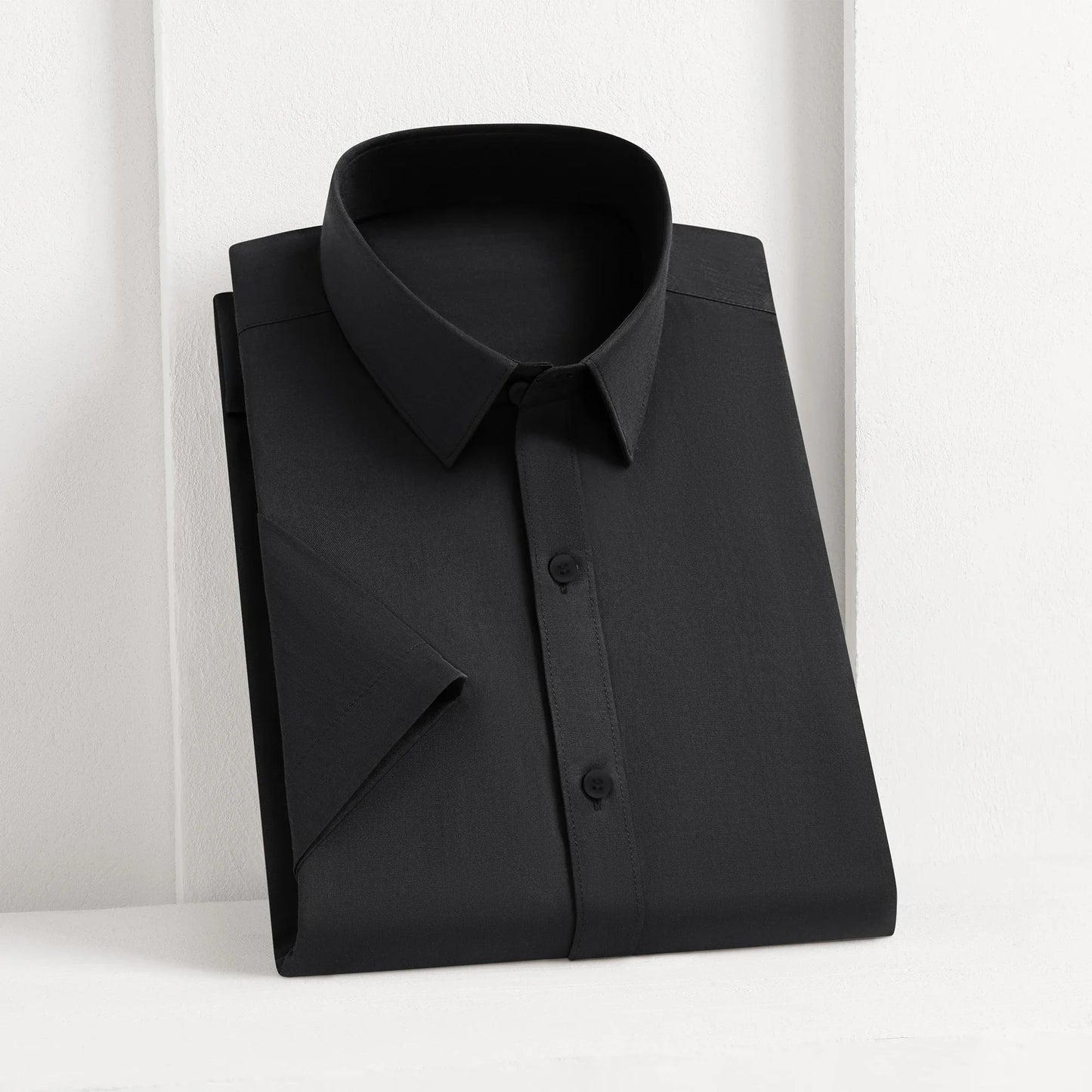 Men’s Business Casual Short Sleeve Shirt .Solid Color Summer Button Down