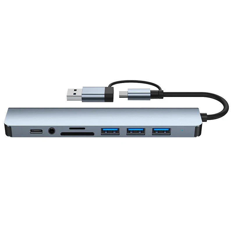 8-in-2 USB-C Docking Station Hub with HDMI, USB 3.0, SD/TF Card Reader & 3.5mm Audio Adapter