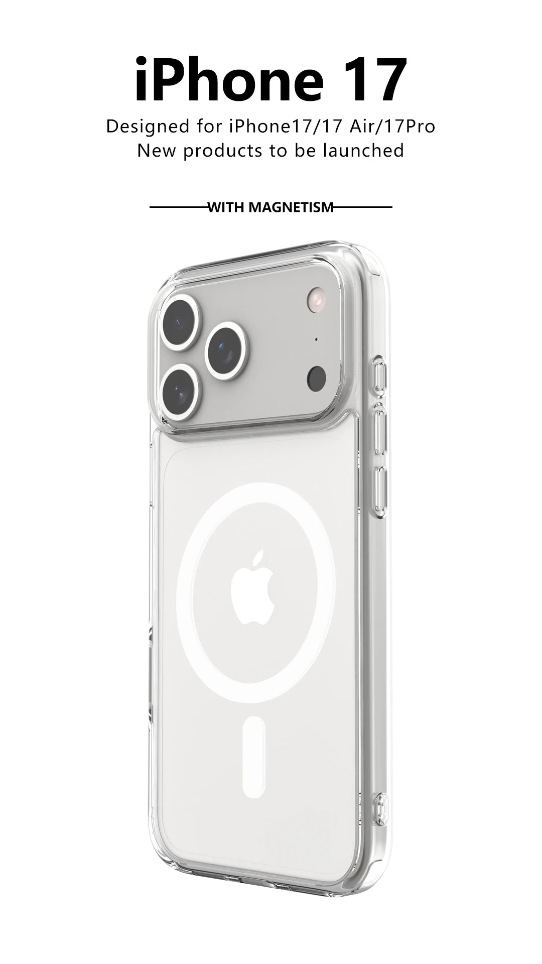 Clear Magnetic Shockproof Phone Case with Wireless Charging Compatibility