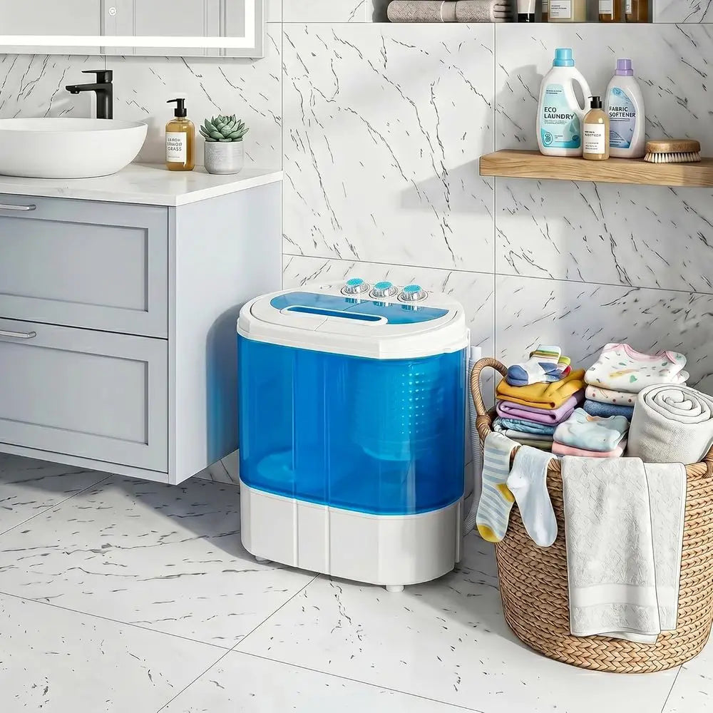 9.9-Lb Compact Portable Twin Tub Washer & Spin Dryer