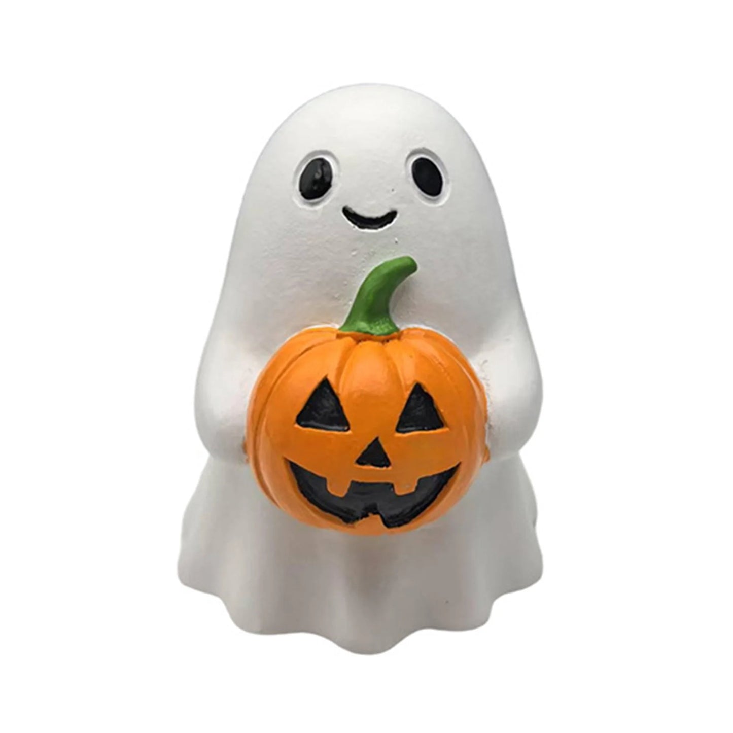 Spooky Halloween Resin Figurines Set Mini Witch Black Cat Pumpkin Ghost Collectibles Haunted House Decorations