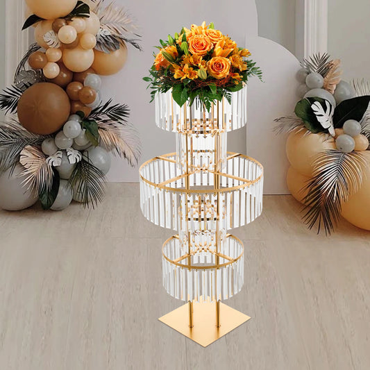 5 Tiers Acrylic Flower Stand Wedding Centerpiece Display Flower Holder Free Standing Decor for Parties, Banquets & Events