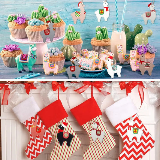 Llama Ornaments Alpaca Pendants Christmas Hanging Decorations Llama Wooden Ornaments Cactus Wooden Ornaments for Christmas Tree
