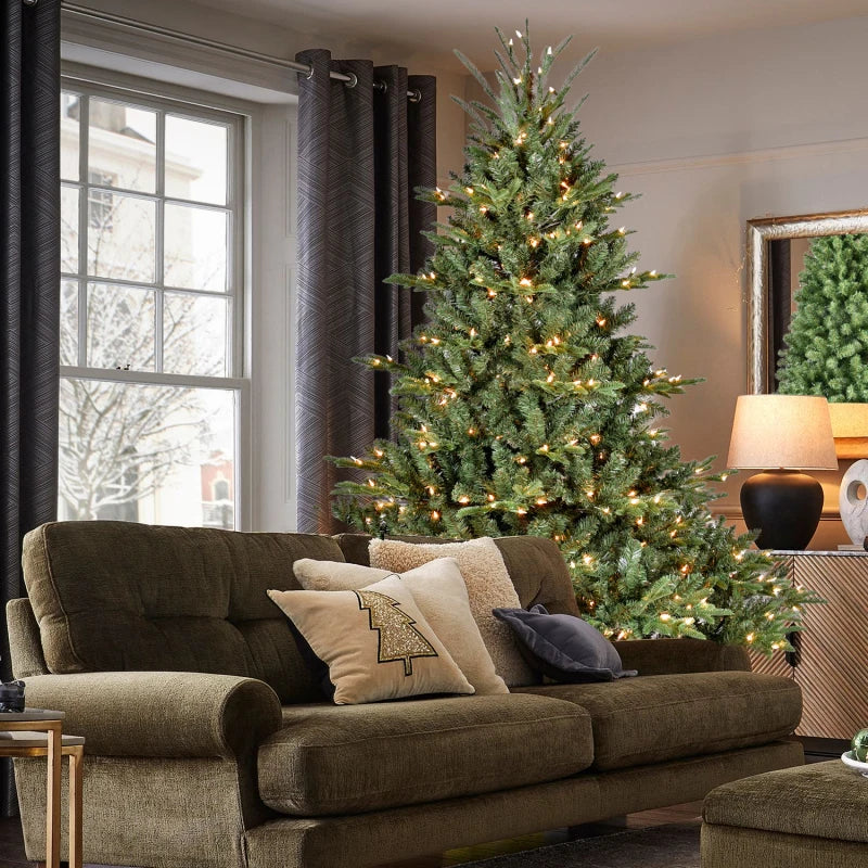 7FT Pre-Lit Artificial Christmas Tree with 750 UL Lights – Full Shape PE/PVC Mixed Branch Holiday Tree