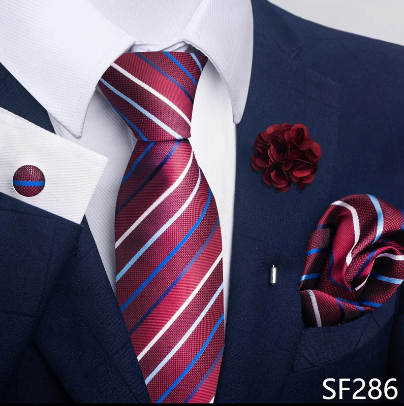 Luxury Green Floral Men’s Necktie Set .Tie, Pocket Square & Cufflinks