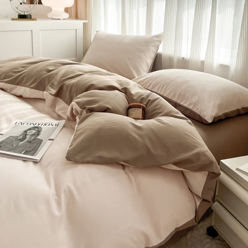 4-Piece Soft Brushed Duvet Cover Set . Solid Color Bedding