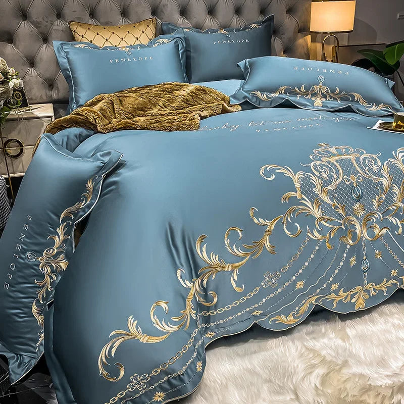 Luxury European-Style 100% Cotton 4-Piece Bedding Set