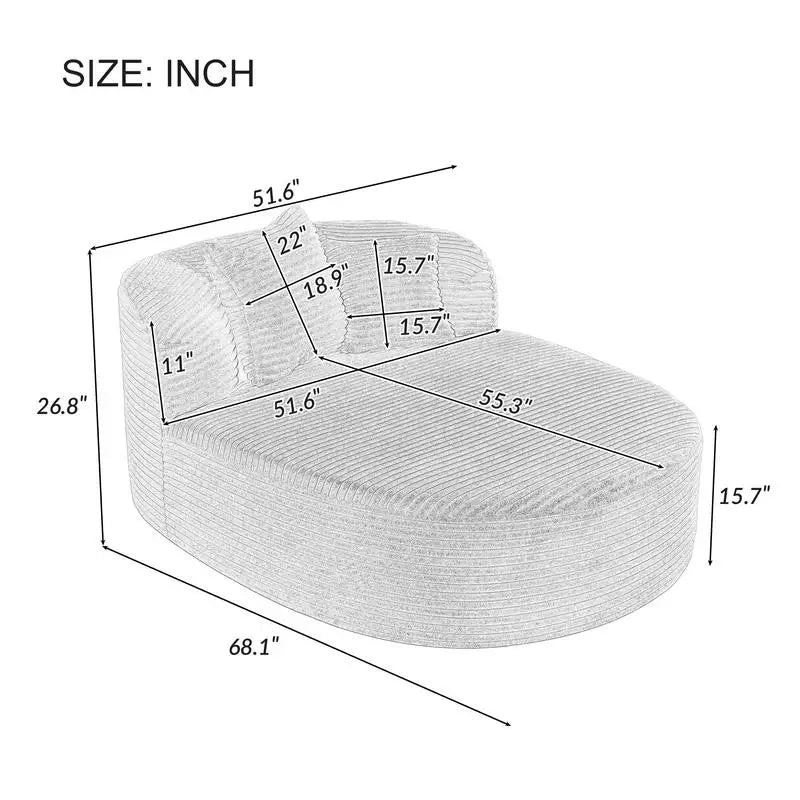 Modern Pink Chaise Lounge Sofa Bed, 51.6" Boneless Couch with 2 Supportive Pillows for Living Room