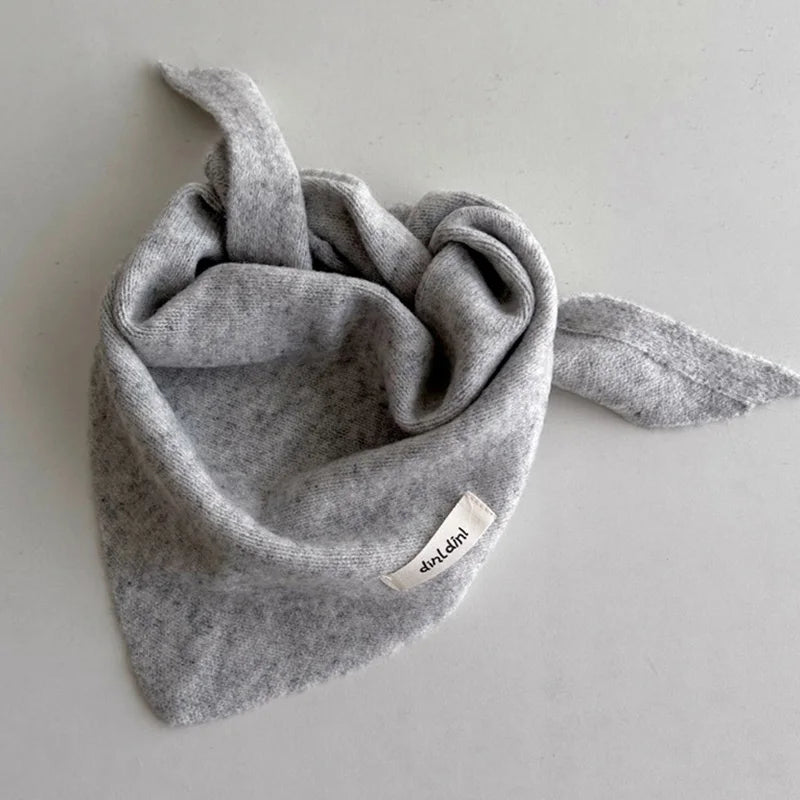 Winter Children's Triangle Scarf Wool Solid Scarf Baby Girls Soft Shawl Kids Collar Warm Neckerchief Boys Drool Saliva Towels