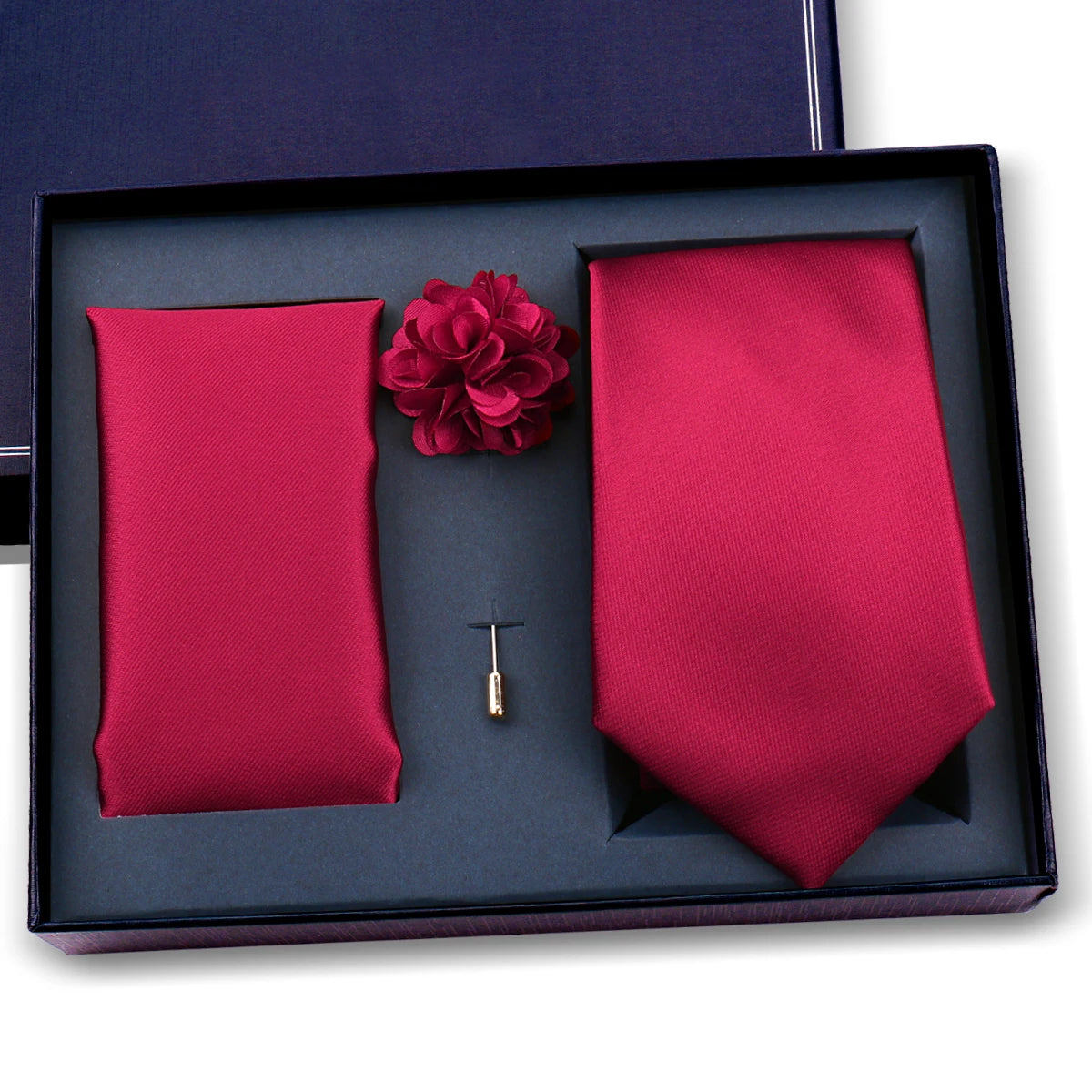 Luxury Men’s Paisley Necktie Gift Set. Silk Tie, Pocket Square, Cufflinks & Gift Box for Weddings & Business