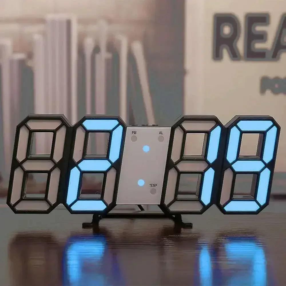 Modern 3D LED Digital Wall Clock . Large Display Smart Home Desk & Wall Clock