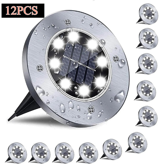 12 Pack Outdoor Waterproof Solar Lights, LED Underground Lights for Yard, Patio, Garden, Lawn, Balcony, Outdoor Pathway