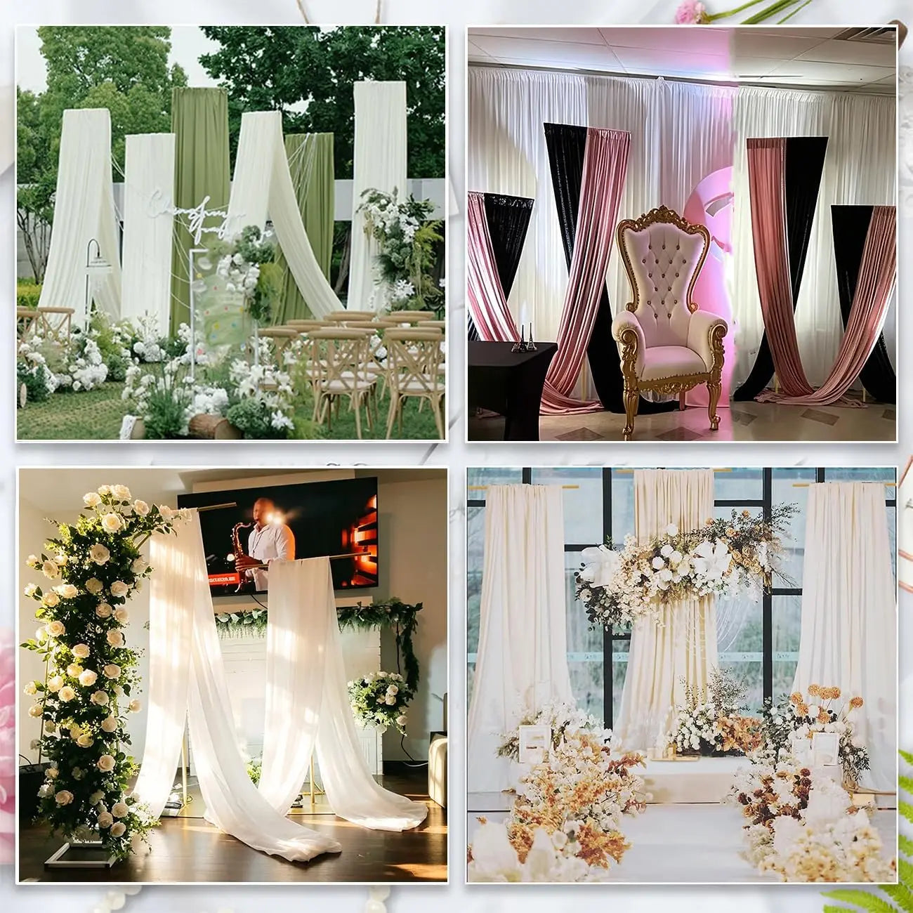 2-Piece Heavy-Duty T-Shape Backdrop Stand Set.  Adjustable Metal Wedding Arch & Party Backdrop Display Frame for Birthdays, Baby Showers & Events