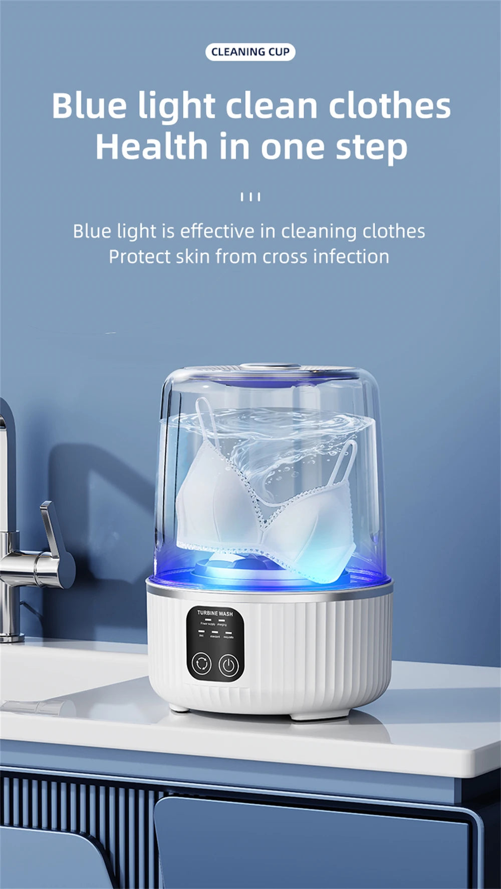 15L Rechargeable Cordless Mini Washing Machine. Portable Compact Washer
