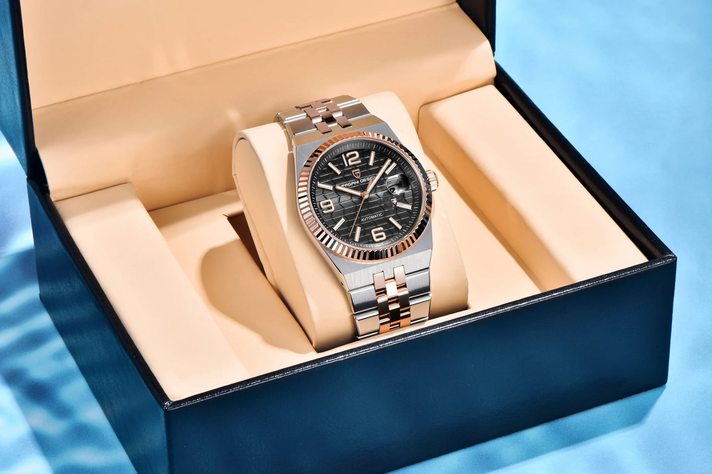 PAGANI DESIGN Men’s Automatic Luxury Watch,  Sapphire Crystal Stainless Steel Waterproof Mechanical Wristwatch with 3D Rhombus Dial