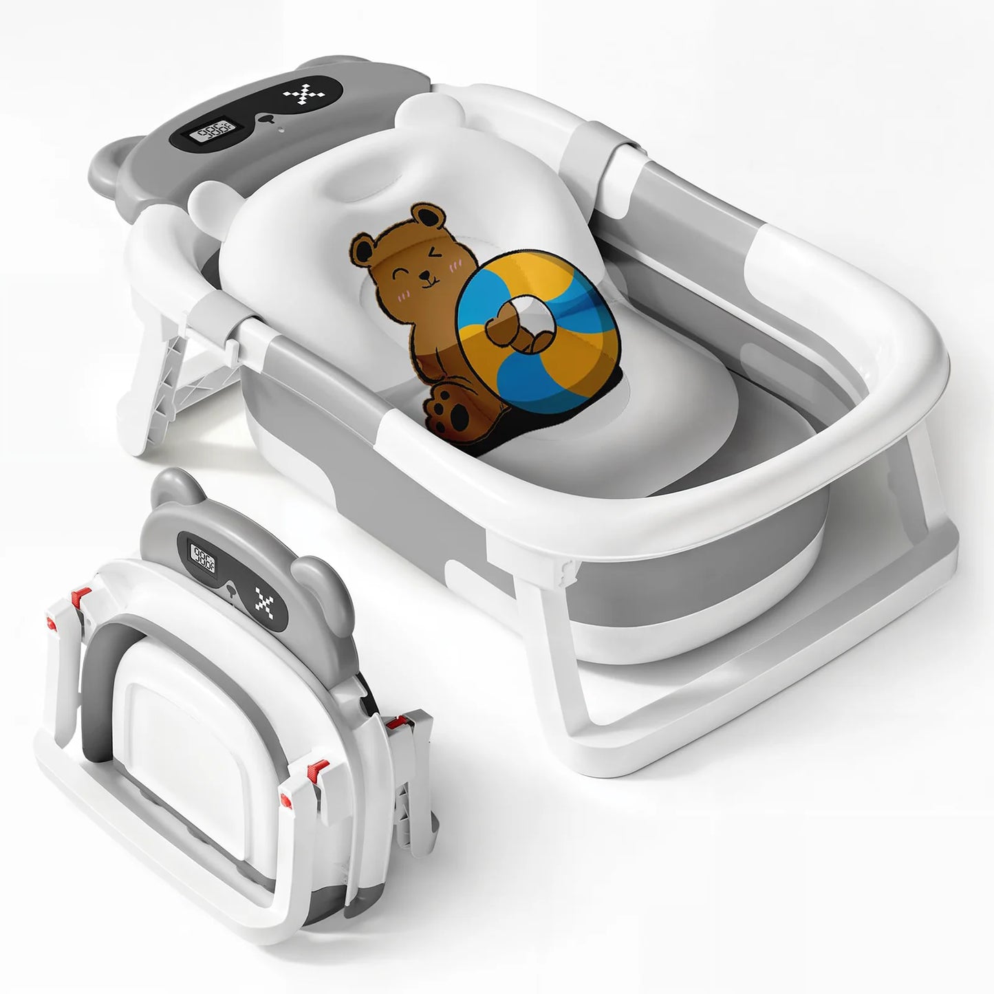 Foldable Baby Bath Tub With Soft Cushion And Thermometer