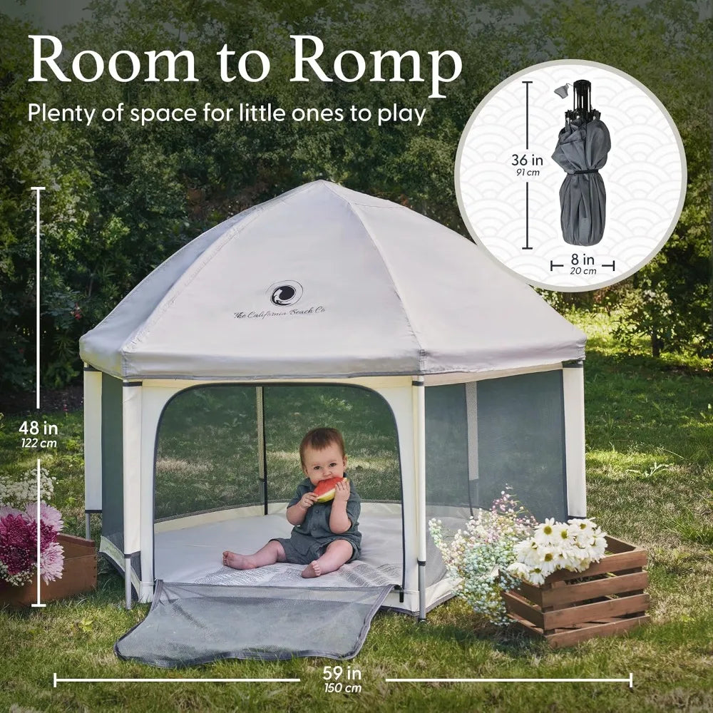 Indoor Outdoor Baby Playpen With Canopy Mosquito Net