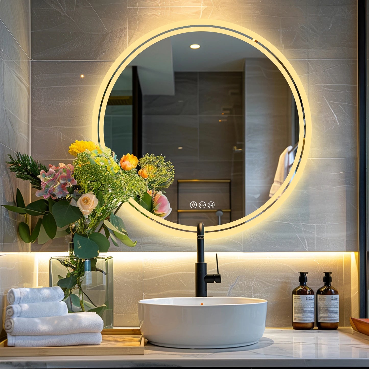 Bathroom Mirror With LED Lights Backlit IP65 Wall Mounted