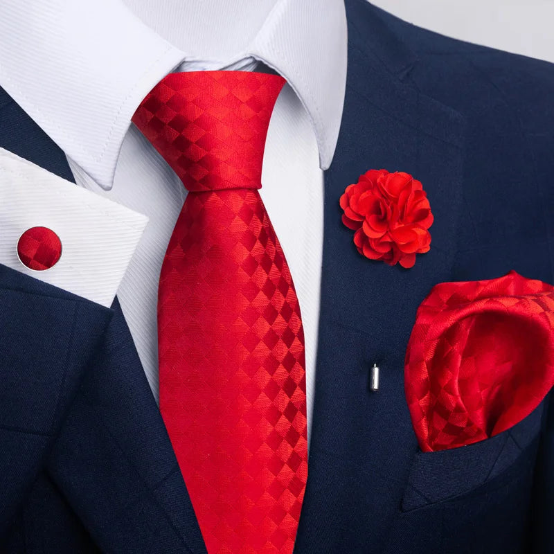 Luxury Green Floral Men’s Necktie Set .Tie, Pocket Square & Cufflinks