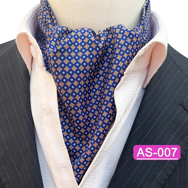 Luxury Men’s Ascot Tie & Pocket Square Set for Weddings, Business & Formal Wear