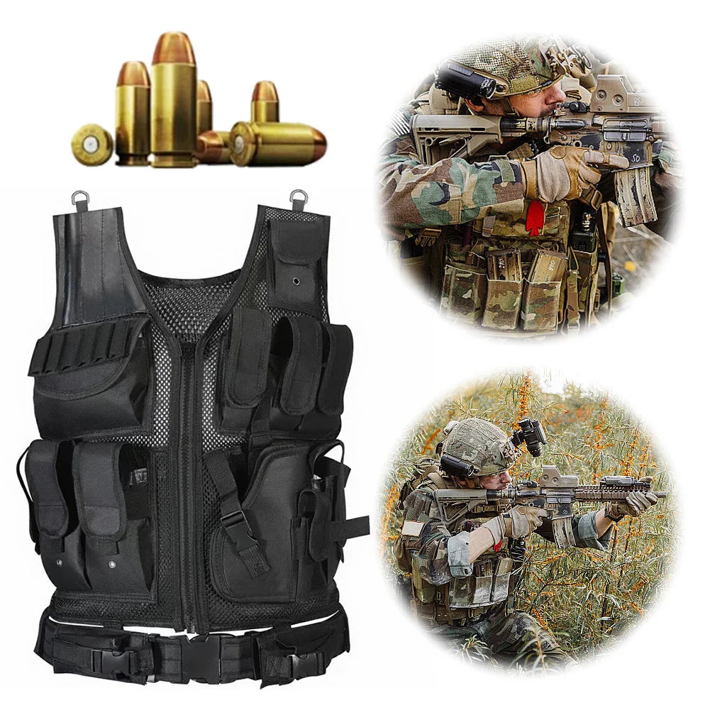 Nylon Combat Body Armor Vests Adjustable Mesh Vest Plate Carrier Vest Hunting Outdoor CS Game Airsoft Training Jacket