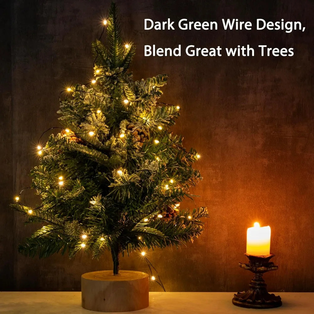 164FT Green Wire Fairy Lights Plug-in, 500 LED Dimmable Waterproof String Lights with Remote - 8 Modes Warm White for Christmas