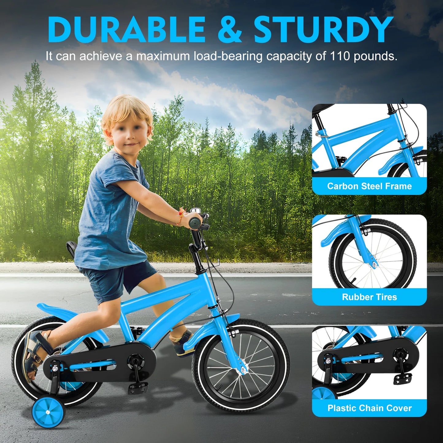 14 Inch Children’s Bicycle with Training Wheels .Kids Bike for Ages 2–5, Adjustable Seat & Handlebars, Boys & Girls