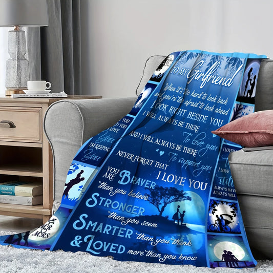 Romantic Gift Flannel Throw Blanket for Girlfriend . Soft Cozy Love Blanket