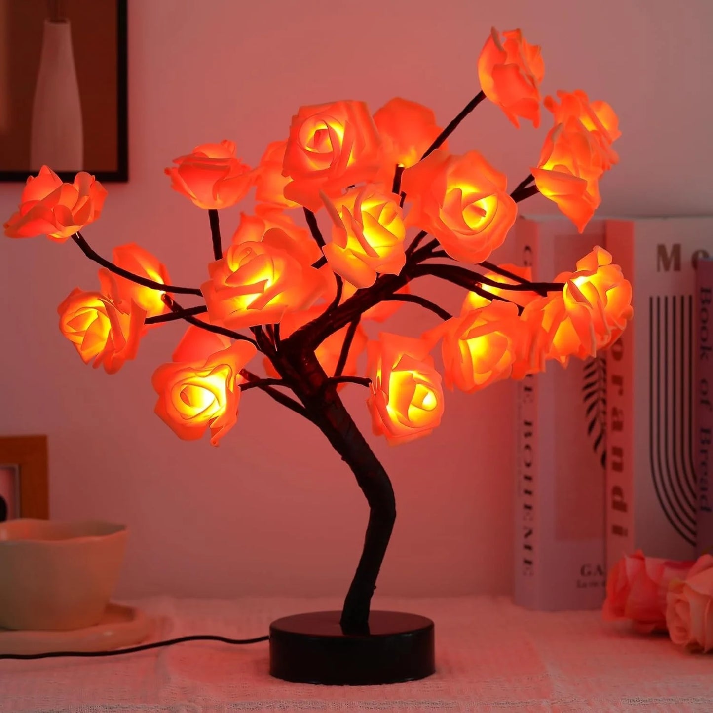 Romantic Rose Tree LED Night Light .Elegant Bedroom Décor & Gift Lamp