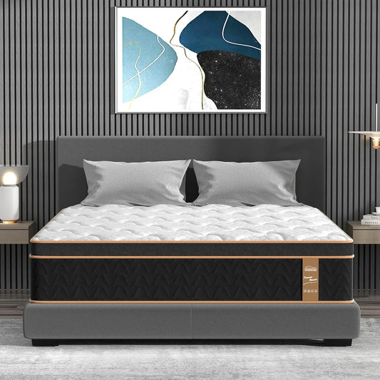 BedStory 10'' Hybrid Mattress, Twin/Full/King/Queen Size Mattress, Gel Memory Foam & Pocket Springs, Manufactured in USA
