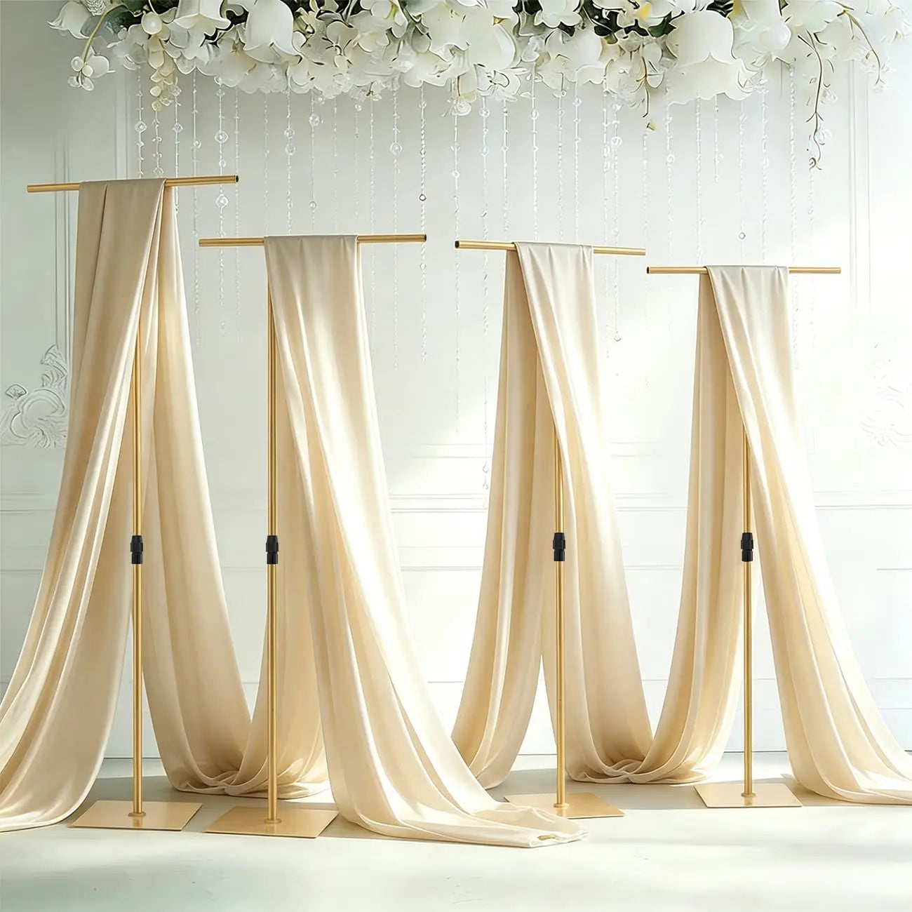 2-Piece Heavy-Duty T-Shape Backdrop Stand Set.  Adjustable Metal Wedding Arch & Party Backdrop Display Frame for Birthdays, Baby Showers & Events