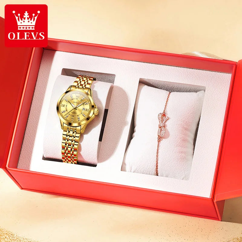 Women’s Elegant Two-Tone Watch – Classic Round Dial & Metal Bracelet