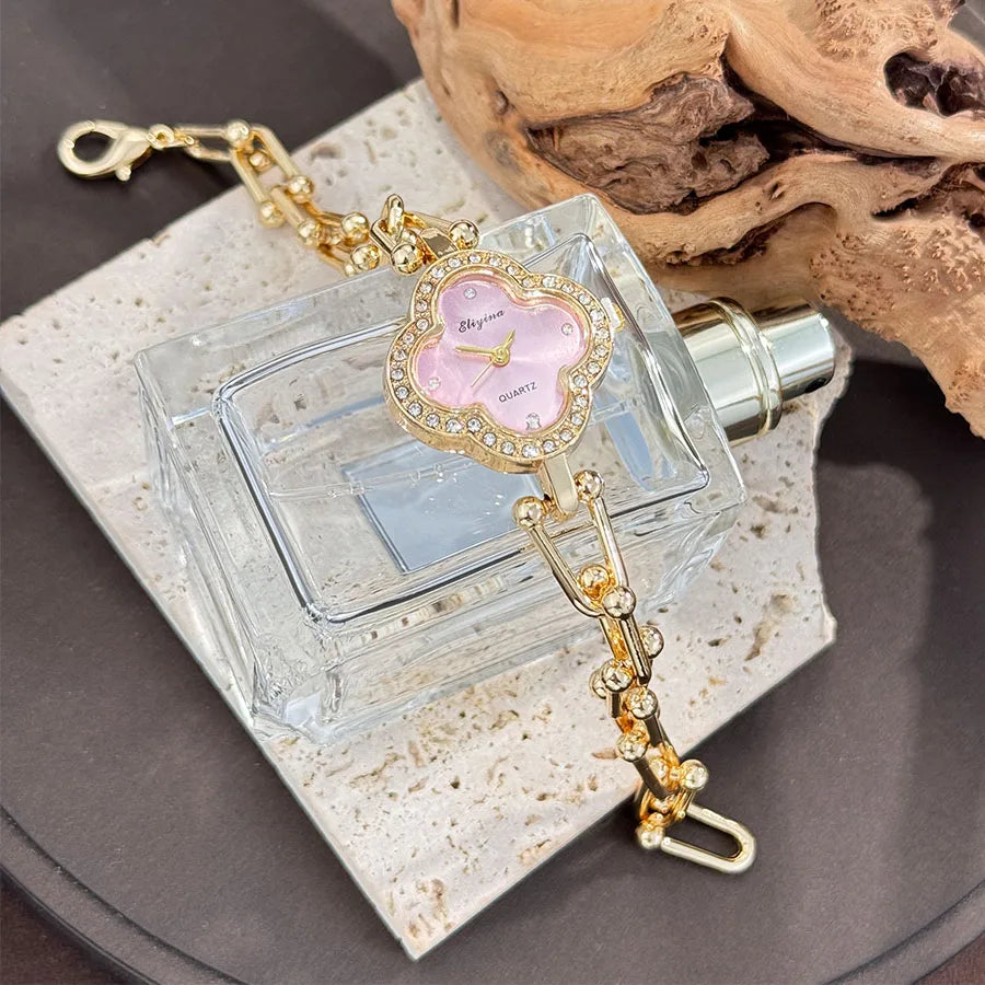Lucky Four Leaf Clover Women’s Bracelet Watch Elegant Fashion Timepiece