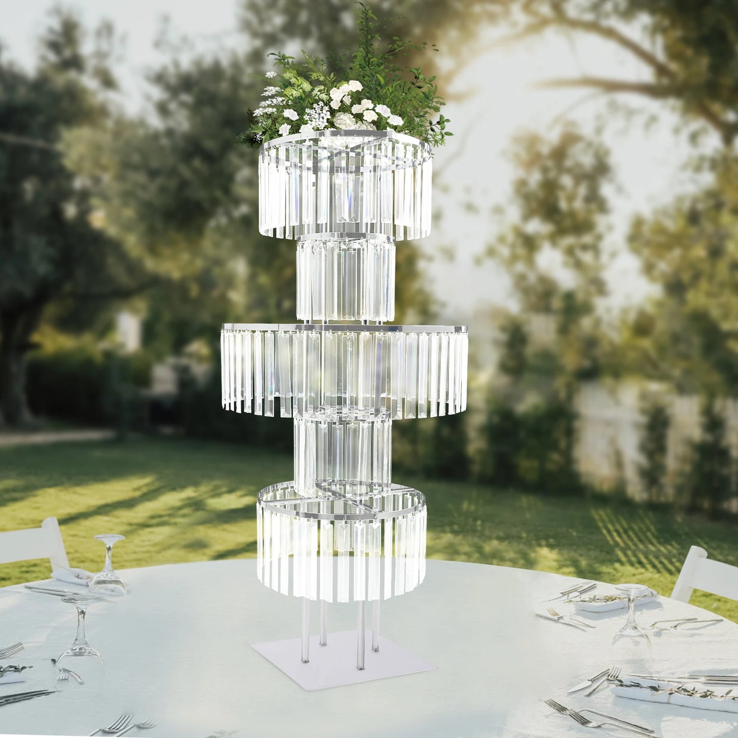 5 Tiers Acrylic Flower Stand Wedding Centerpiece Display Flower Holder Free Standing Decor for Parties, Banquets & Events