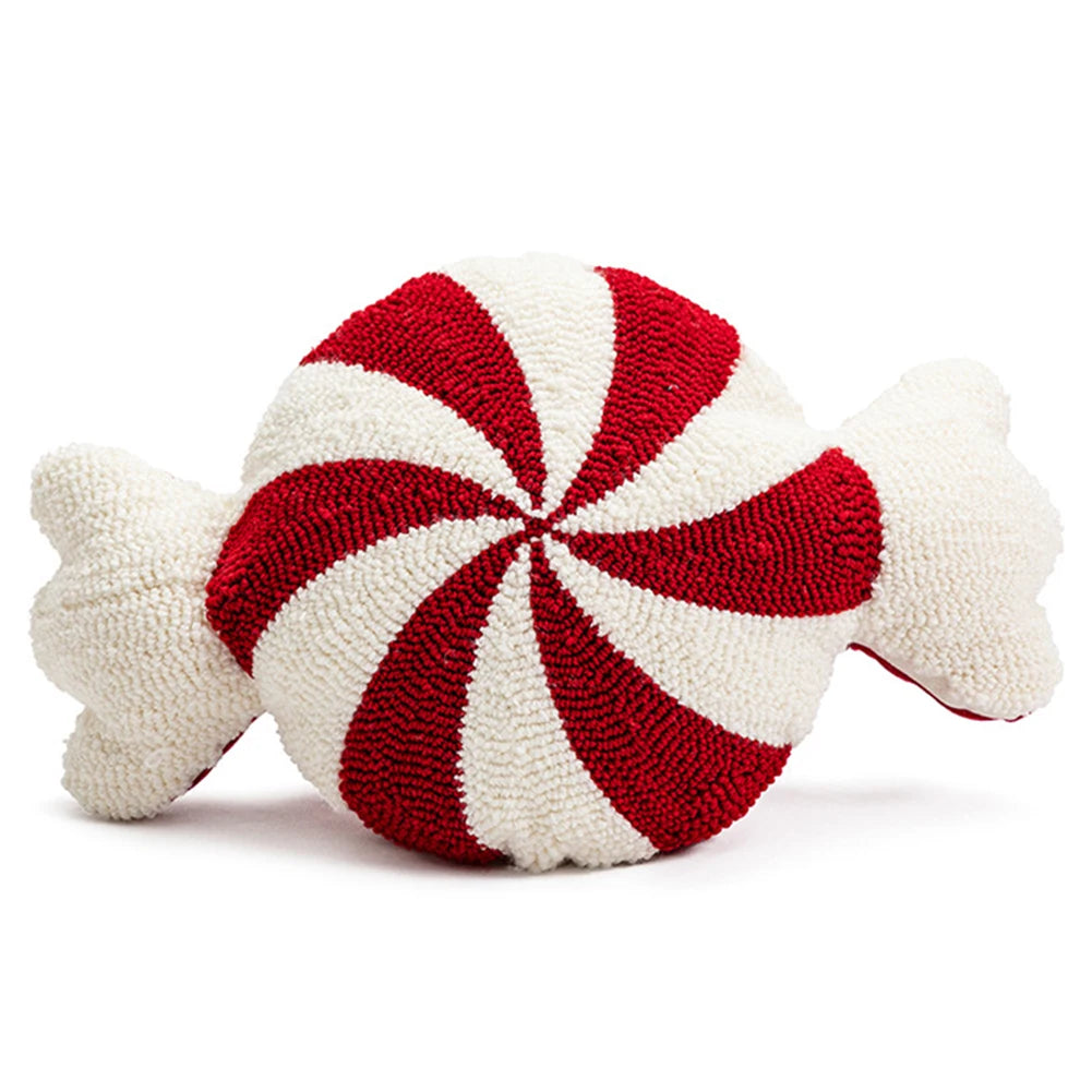 Christmas Plush Spiral Candy Shaped Pillow Festive Cushion