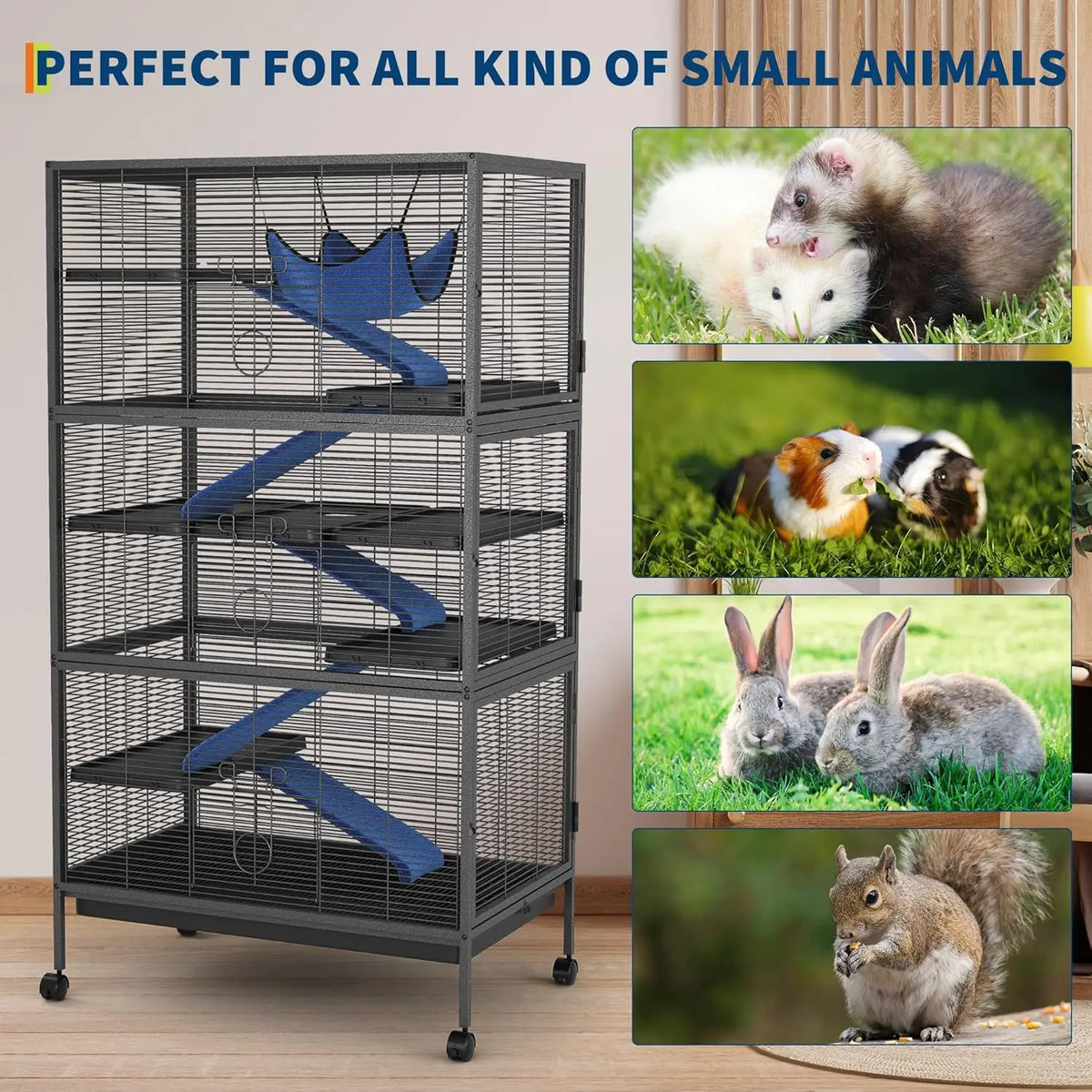 6-Tier Metal Small Animal Cage with Rolling Stand
